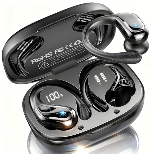 Écouteurs de sport Bluetooth, 75 heures 2025, sans fil, Bluetooth 5.4, 3D stéréo basses profondes IP-X8, écouteurs sans fil étanches, 4 micro ENC, écouteurs intra-auriculaires LED USB-C