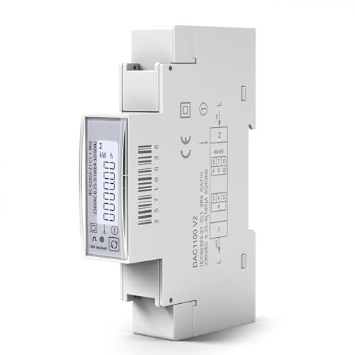 Medidor de consumo electrico 100A contador electrico monofasico AC230V RS485 Modbus RTU contador de energía digital Pantalla LCD 1000 imp/kWh medidor de energía carril din DAC1100V2