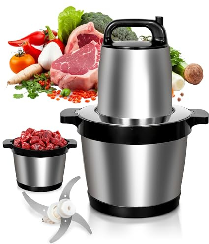 8L Meat Grinder for Home use, 1200W Large Food Processor，26-Cup Meat Grinder Electric with 2 Speed Modes & 4 Bi-Level Blades，Vegetable Chopper Electric for Onion, Meat, Nuts, Fruit, Meal Prep