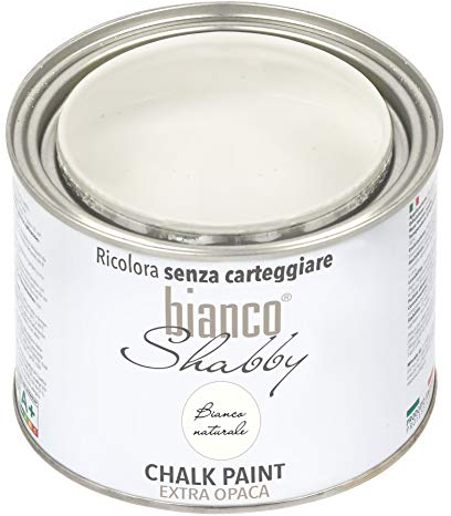bianco Shabby® Bianco Naturale (Natural White) Water-Based Chalk Paint for All Surfaces – Extra Matt Finish (500 ml)