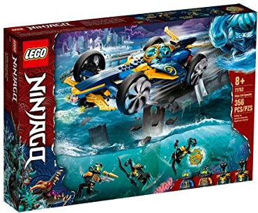 LEGO NINJAGO Ninja Sub Speeder 71752 Building Kit; Amphibious Car Toy NINJAGO Cole and Jay Minifigures; New 2021 (356 Pcs), Multicolor