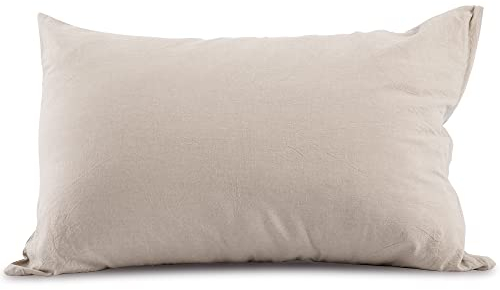 ATsense 2er Set Kissenbezug 40x80 cm - 100% Gewaschene Baumwolle, Beige-grau Kopfkissenbezug mit Reißverschluss, Oeko-TEX Zertifiziert Weich, Nicht Lleicht Verformbar