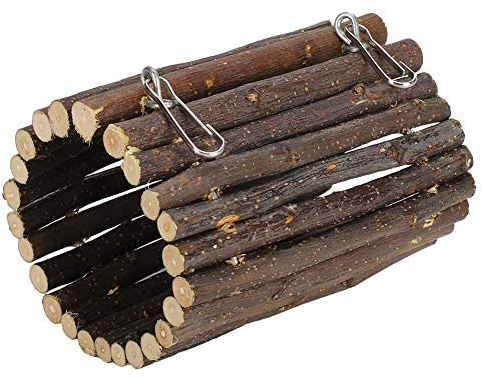 Zerodis Hamster-Hängetunnel-Brückenspielzeug, Hamster-Tunnelspielzeug, Flexible Hamster-Holzbrücke, Rattenleiter für Kleintiere, Meerschweinchen, Chinchilla, Frettchen Haken