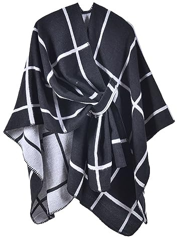 NLAND Poncho Mantella Invernale Donna Elegante Scialle in Maglia | Cape Poncho e Mantelle Donna per Autunno e Inverno,Scialle Versatile in Maglia,Morbido e Isolante