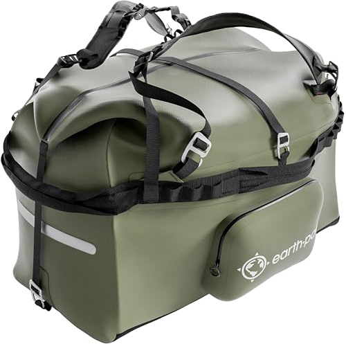 Earth Pak Large Dry Bag - 1680D TPU Waterproof - Heavy Duty Camping & Boat Bag - 8x8 Popout Pocket - Forest Green, 160L
