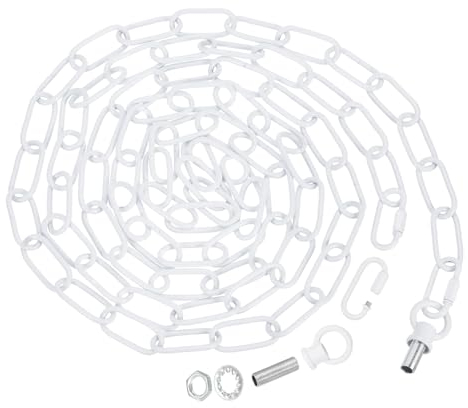 PATIKIL 10 Feet Lighting Chain for Hanging Lamp, Chandelier Chain Light Fixture Chain Load Capacity 65 Lbs for Pendant Light, Ceiling Fan, White