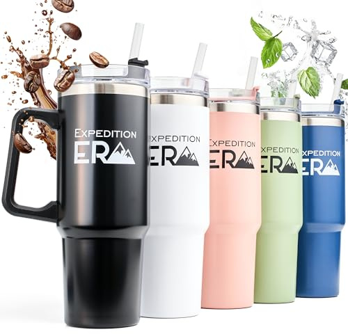 Termosmugg med sugrör 880 ml – dryckesmugg med lock och handtag 30 oz – rostfritt stål isoleringsmugg stor – termosmugg med handtag – dricka resemugg – kaffemugg to Go XXL (svart)