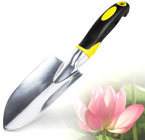 Garden Trowel & Hand Wide Shovel Pointed with Soft Rubberized Non-Slip Ergonomic Handle for Planting, Transplanting, Weeding, Moving and Smoothing Soil - Gardening Gift (Yellow)
