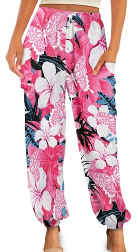 Gzzxiailg Tropical Flowers Tai Chi Pant for Womens Yoga Palazzo Harem Pants Long Baggy Sports Joggers High Waist Modal Bloomers Summer Clothing PJ