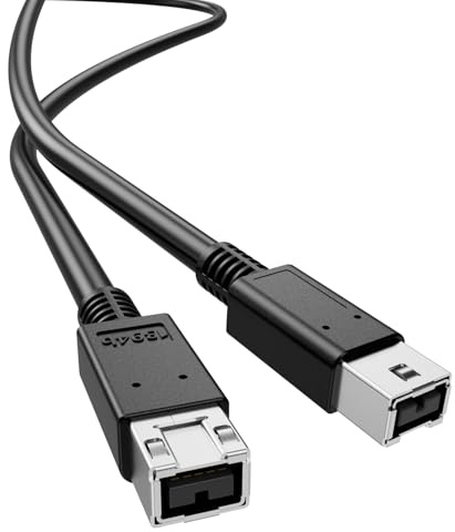 LUKFOCAB FireWire 800 IEEE 1394b 9pin to 9pin Cable, FireWire 800 (M/M) Male to Male Cord, Triple-Shielded 2FT, 9-9 Cord for PC, Digital Cameras MacBook Pro, Mac mini, Audio Device