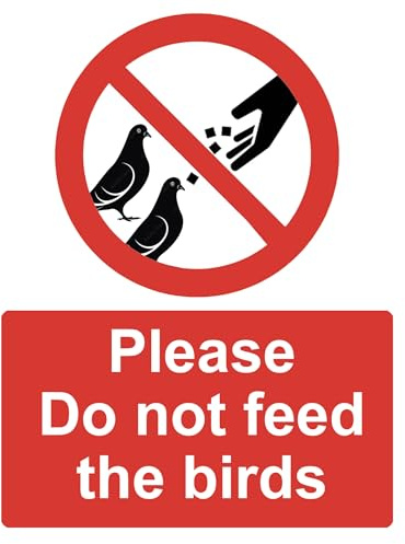 Please Do Not Feed The Birds Warning Sign Adhesive Sticker 160mm x 125mm