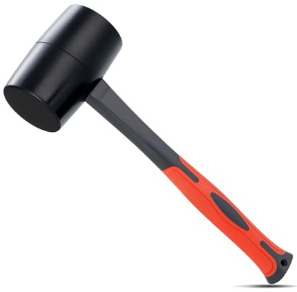 DESHIL Rubber Mallet 16 oz, Durable Rubber Hammer Head with Fiberglass Handle, Great for Flooring, Tent Stakes, Camp Trips, Woodworking, DIY Projects Home Decoration and Soft Blow Tasks without Damage