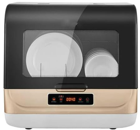Table Top Dishwasher, Freestanding Dishwasher, Multifunctional Kitchen Washing, with LED Display, for Dishes/Fruits/Vegetables/Glasses,Gold