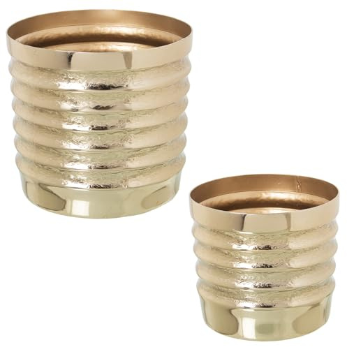 SET 2 MACETEROS ALUMINIO DORADO_°16X14+°20X19CM