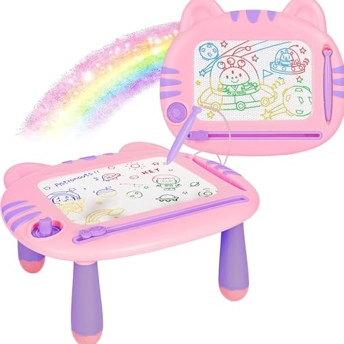 iPalamila Magnetic drawing board, 1 year old baby magnetic drawing board, 1-3 years old preschool drawing mat, pink princess pattern, with 1 magnetic stamp and 1 stylus, children's educational toys.
