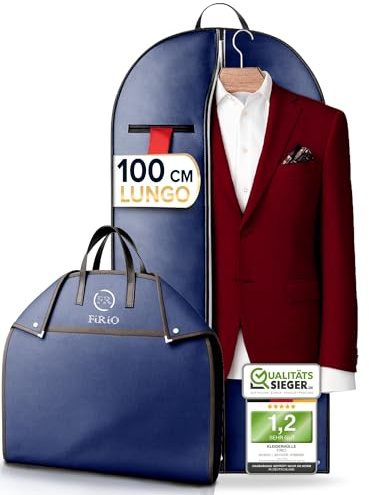 FiRiO 1 x Borsa Porta Abiti da Viaggio Pieghevole di Alta Qualità - FINO AL 50% PIU SPESSO MATERIALE - Custodie per Abiti & Camicia - Porta Vestiti da Viaggio e da Riporre per Uomo e Donna - 100x60cm