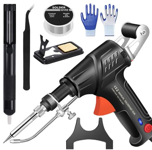 Internally Heated Industrial Welding Tools, Multi-Function Soldering Iron Soldering Gun Set, Strumento di Saldatura Elettrico a Calore Interno Automatico con Saldatore a Filo (Nero- Internal Heat)