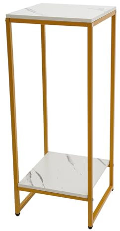 Support de plantes en pot à 2 étages - Colonne décorative carrée - En métal - Pour la maison, le jardin, la terrasse, le balcon, le bureau, le salon