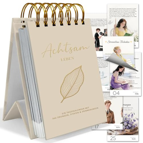 BIROYAL Achtsamkeitskalender 2027 Tischkalender - 366 Tage Achtsamkeit, Spiralbindung, Perfekt als Muttertagsgeschenk für Büro & Zuhause