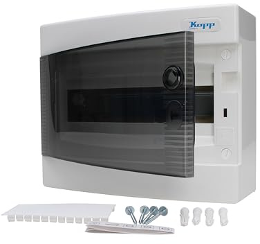 Kopp Aufputz-Verteilerkasten mit Tür 1-reihig für 12 Pole, 1 Stück, Grau/Schwarz, 350911047