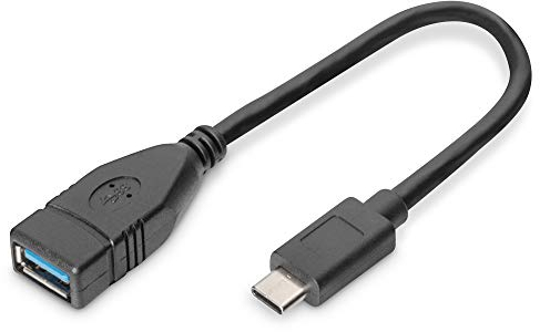 DIGITUS Cable Adaptador USB 3.2 Gen1-0,15 m - USB C (m) a USB A (f) - 5 Gbit/s - Adaptador USB - Negro