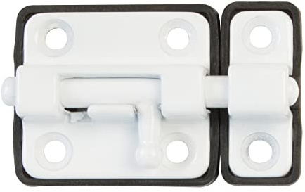 Amig - Pasador de Sobreponer para Puertas Mod.383 - 54 x 36 mm - Pestillo de Seguridad con Base de Plástico - Para Cierre Horizontal - De Acero Acabado en Blanco - Incluye Tirafondos