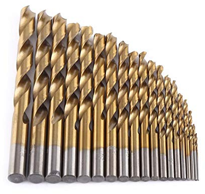 Akozon 19 st. snabbstål Coated spiralborr set 1–10 mm cylinderskaft