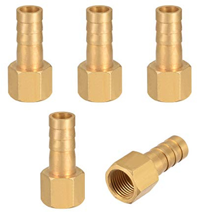 sourcing map Brass Hose Barb Fitting,8mm Barb G1/8 Female Thread 5Pcs | Connector,Pipe Adapter