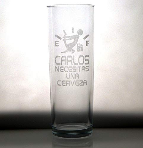 VASO DE WHISKY ALTO grabado y personalizado NIVEL DE CERVEZA. Regalo día del padre, cumpleaños, aniversario, jubilación, para hombre o mujer. Regalo práctico, elegante, novedoso, divertido y original.