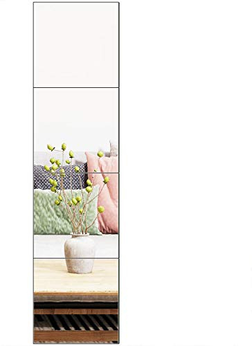 Glass Full Length Wall Mirror Tiles, 12 x 12 x 4PCS Home Gym Mirror