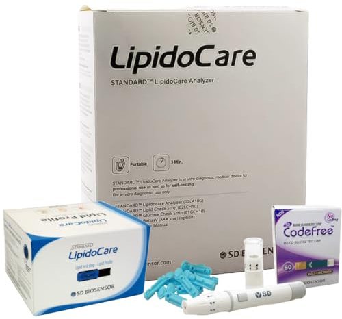 LipidoCare Meter + Lipid Profile Test Strips + Blood Glucose Test Strips + Lancing Device and Lancets