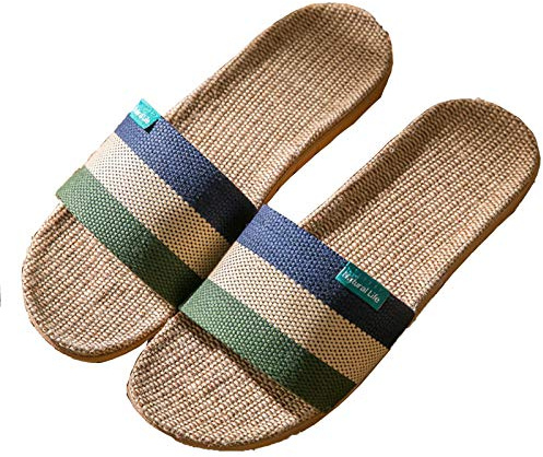 TUCY Ciabatte Uomo, Supporto per Arco, Suola Eva, Pantofole per La Casa in Lino per Estate, Pantofole Aperte per Le Donne, Slippers Skidproof Interni Sandali Domestici (Color : C, Size : EUR44-45)