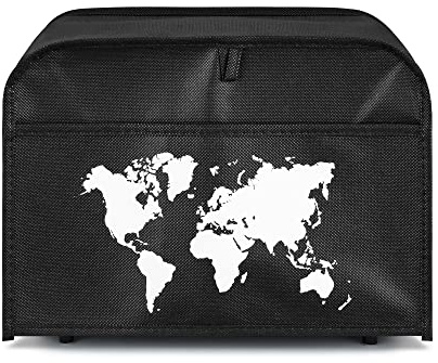 kwmobile Överdrag kompatibelt med 2 skivor brödrostar - fullt skyddsöverdrag 19 x 20,3 x 28 cm för brödrost - vit-svart