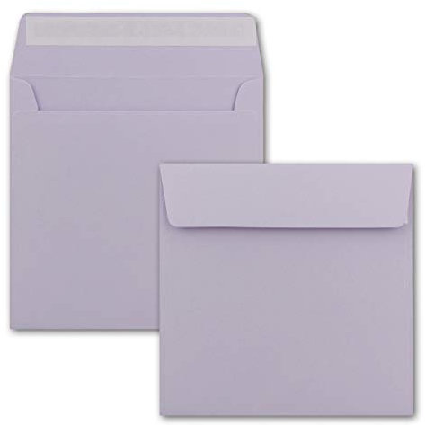 25 x Kuverts in Lila (Violett) - quadratische Brief-Umschläge - 15,5 x 15,5 cm - Haftklebung - matte Oberfläche - formstabile Post-Umschläge