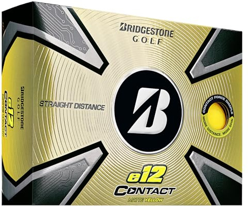 Bridgestone E12 Contact Golf Balls 2023 - Matte Yellow - 1 Dozen, Herren E12 Contact GOLFBÄLLE 2023 – MATTGELB – 1 Dutzend, Matte Yellow, One Size - 3CYX6D
