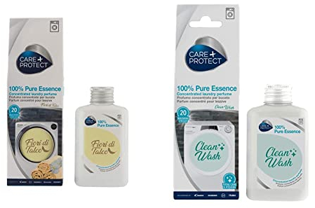 CARE + PROTECT Talcum Flowers, 100% Pure Essence, Laundry Perfume for Washing Machine, Concentrated Essence for Linen and Clothes, Active Formula Long Lasting, up to 5 week, 20 cycles, 100ml