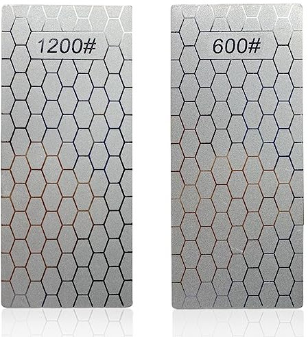 Orssmigs 2 Pezzi Pietra per Affilare Diamantata Coltelli con Base Antiscivolo - Nido D'ape, Grana 600/1200, 150 X 63 mm