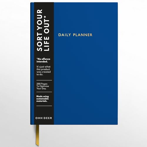 Ohh Deer Agenda diaria A5, cuaderno de lista de tareas, 288 páginas sin fecha, planificador 2024, agenda por hora, página de notas, agenda A5 sin fecha para nuevo trabajo o universidad, ultramarino