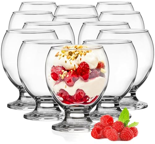 KONZEPT Lot de 12 coupes à glace, idéales pour sorbet, dessert, tiramisu, pudding, glace, panna cotta, 280 ml, 104. Eisschalen
