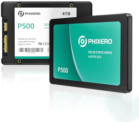 PHIXERO Disco Duro Interno P500 SSD 4TB 3D NAND, 2,5 Pulgadas, SATA de 6 GB/s, Unidad Interna de Estado sólido para portátiles, Ordenadores de sobremesa y PC de Consola de Juegos