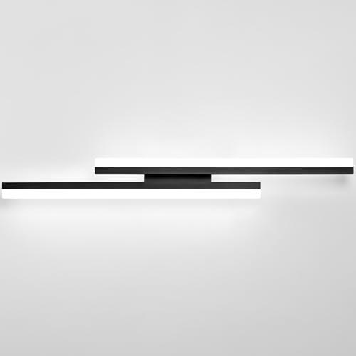 PRESDE Lampada per specchio bagno LED，80cm，28W，2240lm，Bianco Freddo 6000K，Luce da Specchio Bagno Moderno Nero [Classe di efficienza energetica E]