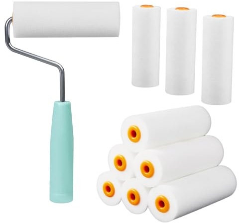Sctmda Kit Rouleau Peinture 10 Pièces Petit Rouleau Peinture Mini Rouleau de Peinture en Mousse Petit Rouleau de Mousse Couverture de Rouleau de Peinture pour Décoration Murale Portes Rebords Fenêtre