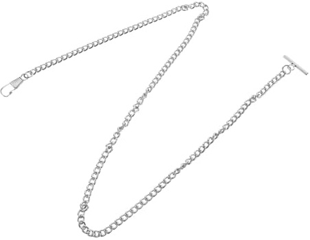 minkissy Catena da Taschino in Metallo Vintage Argento 65cm Chiusura a Barra T, Resistente e Rifinita per Uso Casual da Uomo e Donna, Accessorio Pratico per Cintura e Orologio