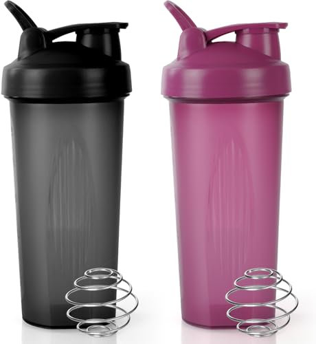 ACWOO Shaker Protéiné de 700ml, 2PCS Shaker à protéines avec Mixing Balle, Bouteille shaker de protéines pour Boisson Protéinée, Compléments Alimentaires En Poudre, Gourdes de Sport Sans BPA