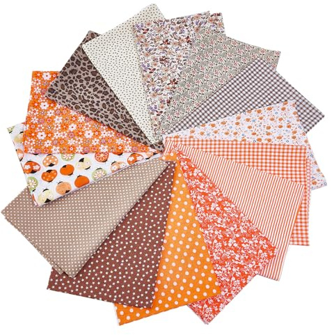 Letsinstyle Paquete de 14 tela Acolchada de Algodón de 20 x 20 piezas, Telas de Patchwork con Estampado de Flores Y Cuadrados Precortados