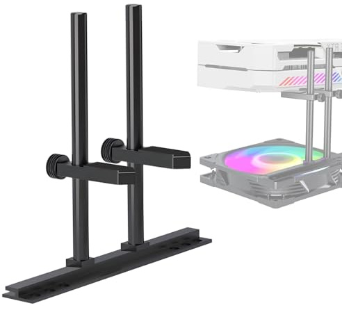 STFALI GPU Sag Bracket, GPU-hållare, grafikkortsstöd, två stödstänger, skenglidkonstruktion, anti-dibbar-GPU-stativ för fläkt aluminium 129 mm