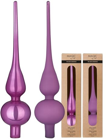 Julgransspets, glas, 26 cm x 1 st, matt eller glänsande – stor julgransspets för julgran, julgransdekoration och julgransprydnad, vild murva