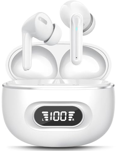 Cuffie Bluetooth, Auricolari Bluetooth 5.3 Stereo HiFi Immersivo, bassi profondi, 4 ENC microfoni, 72 ore di riproduzione, comode da indossare, Cuffiette IPX8 Impermeabili, per iOS & Android