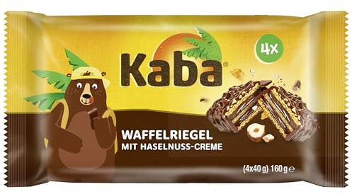 Kaba Waffelriegel 40g, 4 knusprige Riegel gefüllt Waffeln mit feiner Haselnuss-Creme, im Multipack mit original Kaba-Geschmack