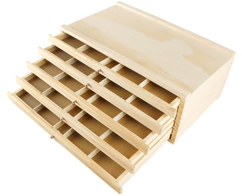 5 Cassetti Scatola Portaoggetti Per Artisti 40x26x12.3 cm,Con 4 Cassetti,Portatile,Scatola Di Immagazzinamento Per l'Arte In Legno Di Faggio Premium,Per Pastelli,Matite,Pennelli e Materiale Artistico